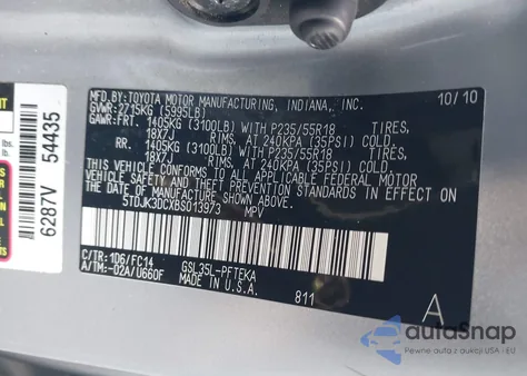 2011 Toyota Sienna Le from USA, damaged, VIN 5TDJK3DCXBS013973